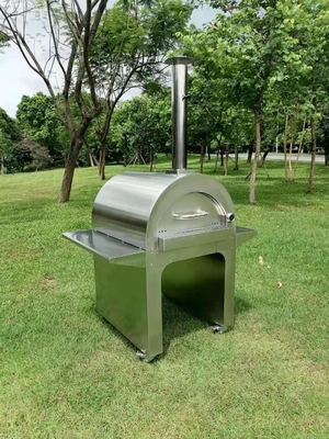 4 wheels Stainless Steel Wood Fired Pizza Oven Brush Outdoor Stainless Pizza Oven