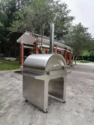 4 wheels Stainless Steel Wood Fired Pizza Oven Brush Outdoor Stainless Pizza Oven